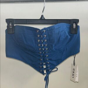 Cider Royal Blue Lace-Up Bustier
